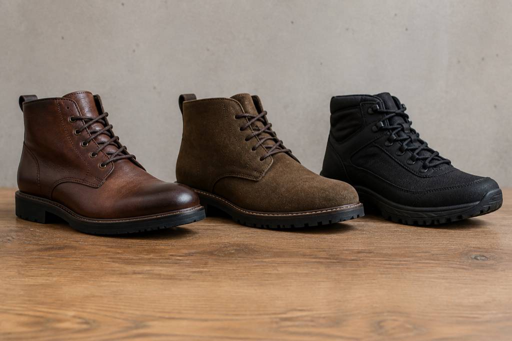 Scarpe alte da uomo in pelle, camoscio o tessuto tecnico: come scegliere il materiale giusto per stile, comfort e durata